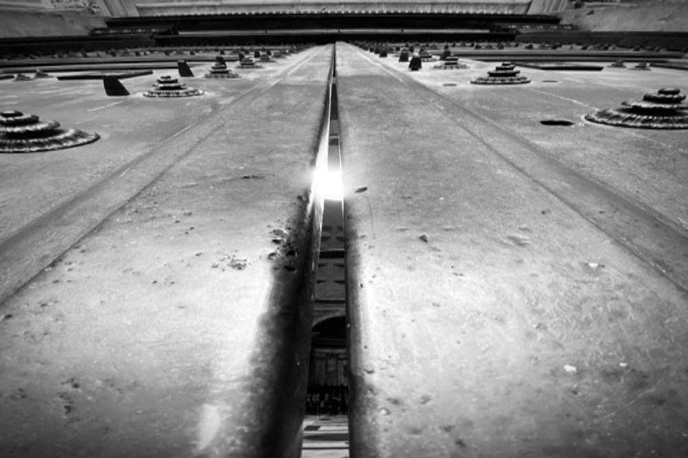 Dettaglio in bianco e nero dell'Altare della Patria a Roma